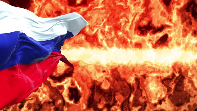 Premium AI Image  Burning russian flag