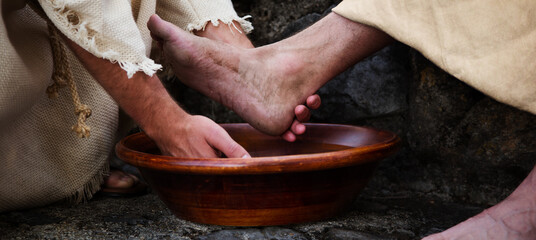 Fototapeta Jesus washing feet obraz