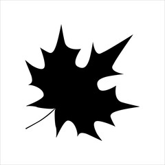 Black silhouette abstract maple leaf. Simple vector stock illustration.