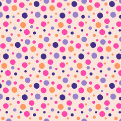 Rough edge circles pattern in pink, orange and violet. Abstract pattern can be used for website landing page, textile print, wallpaper, poster, placard, banner, cover, wrapping paper and decoration