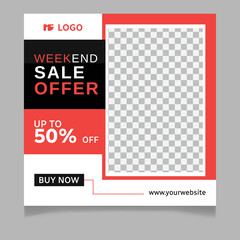 Weekend fashion sale offer social media post template