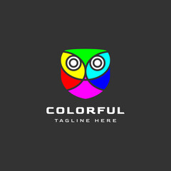 colorful owl logo in creative, unique and abstract modern minimalist style.