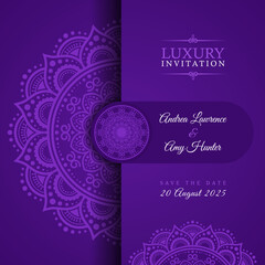 Luxury Mandala Pattern Elegant Wedding Invitation Card Design Vector Template for Wedding, Invitation, Birthday, Greetings, Party 