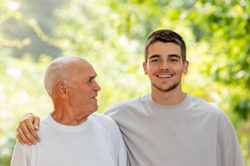 portrait of grandfather with grandson