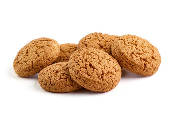 Oatmeal cookies isolated on white background.