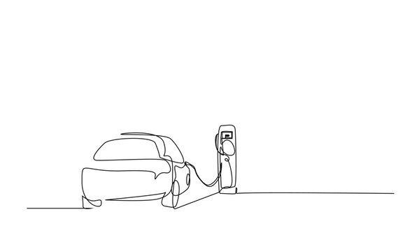 recommend clip art: an electric car is being charged at a charging station