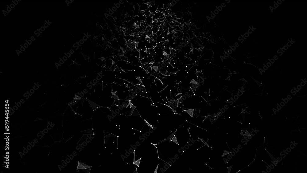 Poster connection to the global network. abstract vector dots and lines on a black background. the concept 