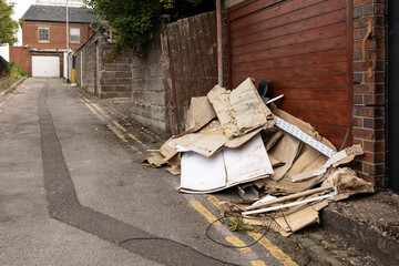 builders Waste Material Dumped in a side street in Hanley stoke on trent