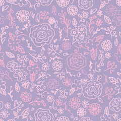 Floral hand drawn vector seamless pattern