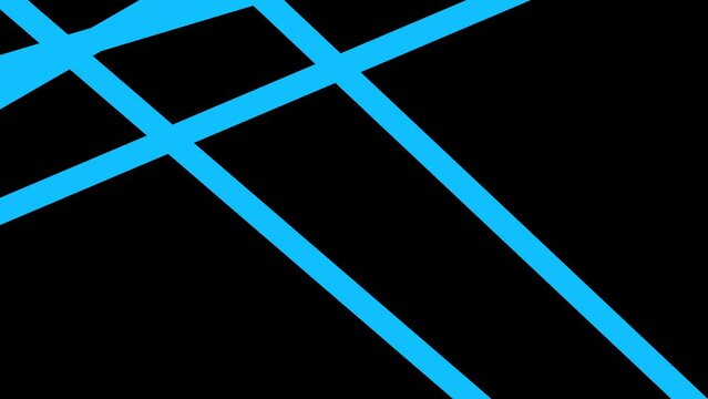 Abstract animation motion design with beautiful blue lines and stripes on a black background in high resolution 4k.