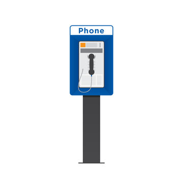 Payphone Vector, Phone Vector, Pay Phone, Communication, Vintage Retro Pay Phone Vector Isolated Illustration