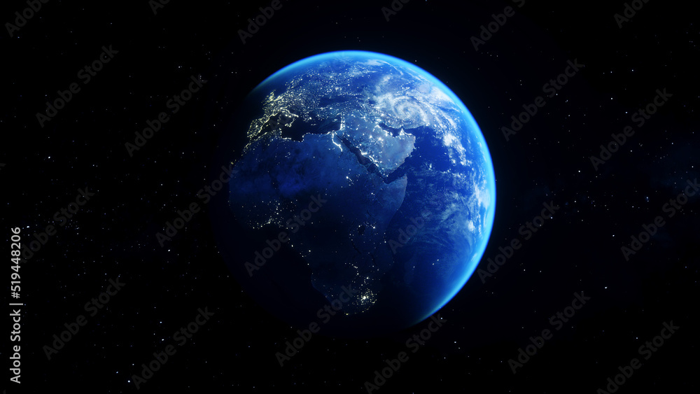 Wall mural the earth planet in outer space. 3d render.