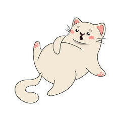 Vector illustration of a fat plush cat. Happy pet is a glutton