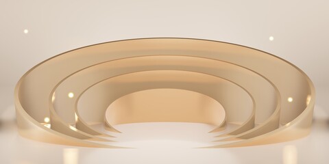 background podium ring stage pallet circle curved display curve 3D illustration