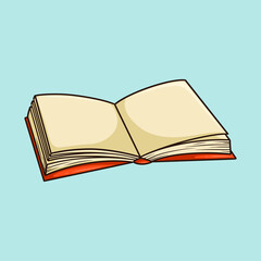 Open Red Book Vector Cartoon Illustration