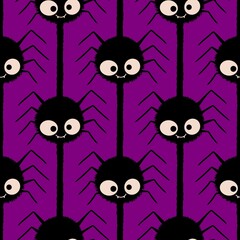 Naklejka premium Cartoon Halloween seamless spider pattern for wrapping paper and clothes print and kids and accessories