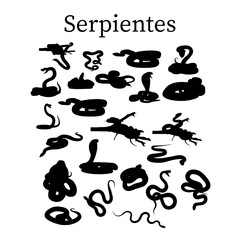 Serpientes, silueta vectorial