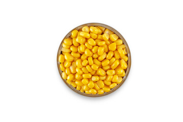 Fresh corn grain on a white isolated background