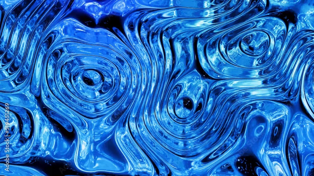 Poster abstract liquid background with wavy sparkling pattern on shiny glossy surface. viscous blue fluid l