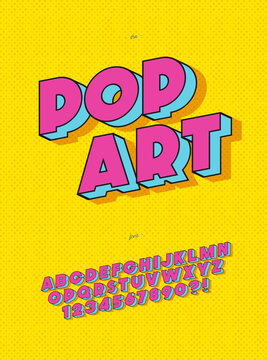 Vector pop art font 3d bold style modern typography sans serif style for book, promotion, poster, decoration, t shirt, sale banner, printing on fabric. Cool 3d bold typeface. Trendy alphabet. 10 eps