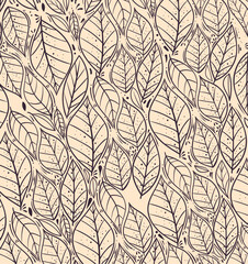 leafs foliage beige seamless pattern