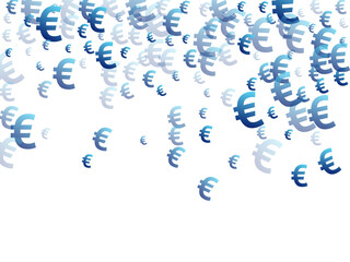 Euro blue icons flying currency vector design.