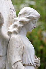 angel statue, close up shot