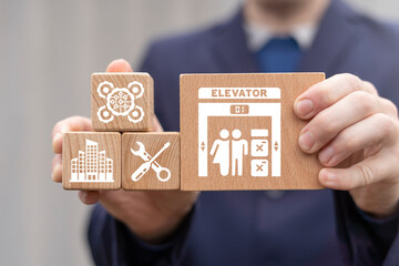 Elevator concept. Modern technology of passenger and cargo elevator.