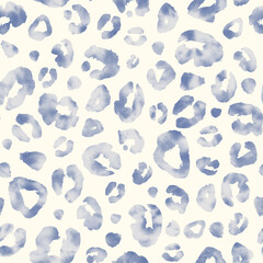 Leopard blue navy watercolor seamless background © Olga
