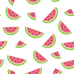 Abstract seamless pattern with watermelon. Summer texture. Vector illustration.