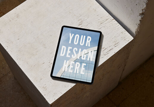 Tablet Mockup on a with Cube Background
