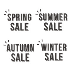 お洒落なロゴ風セールのデザイン文字セット　季節