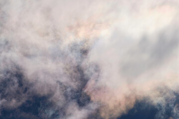 Fototapeta na wymiar Iridescent cloudscape in the sky above Puyallup, Washington.