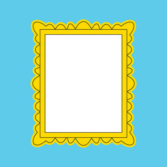 Rectangular golden frame for pictures, art gallery paintings, photos, or mirror, flat design vector template.