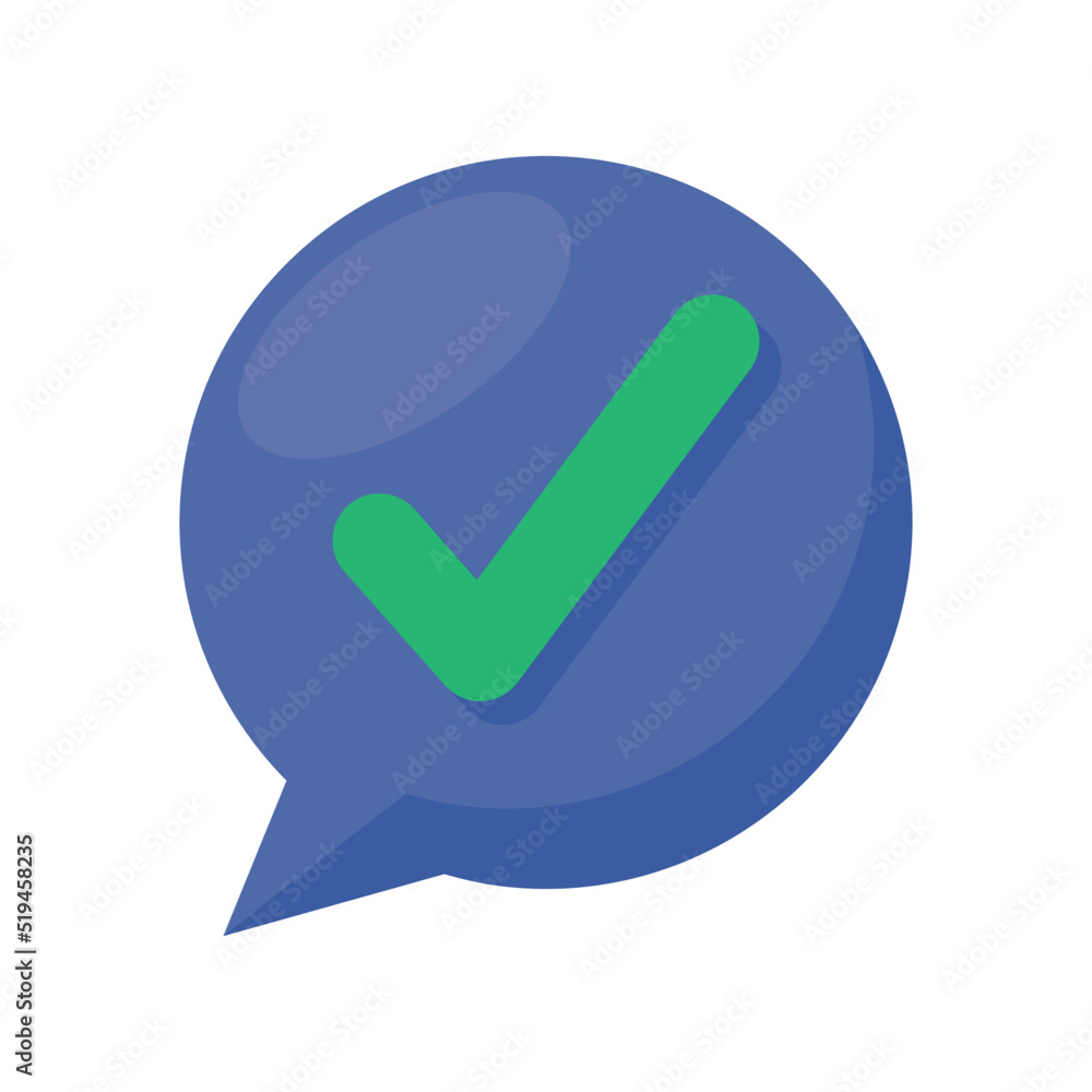 Poster speech bubble with check symbol