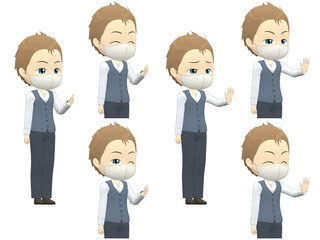 [OK NG A] Caucasian Man Vest short hair oblique angle