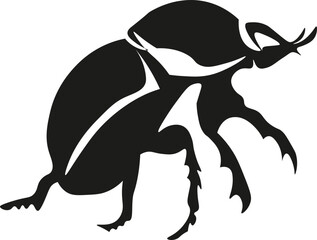 Black and White Cartoon Illustration Vector of a Beetle