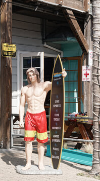 Surfer at Wipeout Bar and Grill