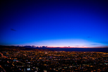 sunset over the city Bogotá, Colombia