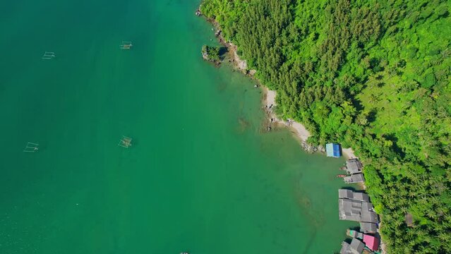 Beautiful landscape of ao kram, A fishing village by the sea. chumphon province, southern thailand. 4K drone footage. nature and travel concept.
