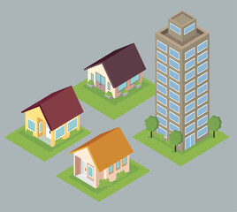 houses and building isometric city