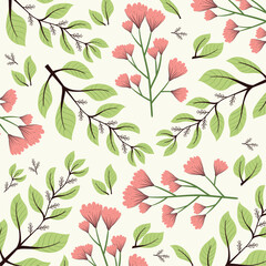 leaves with flowers pattern