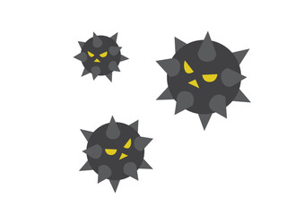 アイソメトリック＿立体的なコンピューターウィルスのイメージイラスト