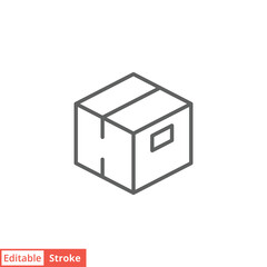 Box icon. Simple outline style. Cardboard, delivery package, parcel concept. Thin line vector illustration design isolated on white background. Editable stroke EPS 10.
