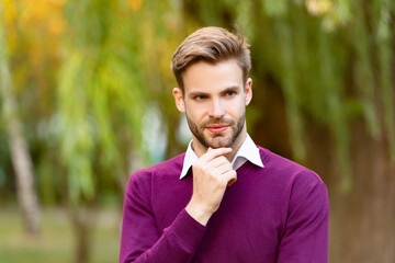 portrait of young handsome man in casual style outdoor