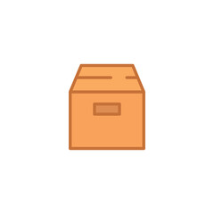 Box icon. Simple flat style. Cardboard, delivery package, parcel concept. Filled outline vector illustration design isolated on white background. EPS 10.