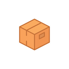 Box icon. Simple flat style. Cardboard, delivery package, parcel concept. Filled outline vector illustration design isolated on white background. EPS 10.