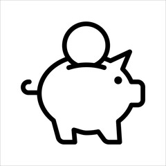 Piggy bank. Fully customizable icon vector in outline style.