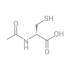 chemical structure of Acetylcysteine (C5H9NO3S)