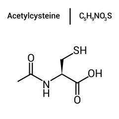chemical structure of Acetylcysteine (C5H9NO3S)